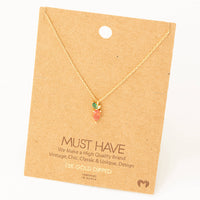 Gold Plated Tiny Strawberry Charm Necklace