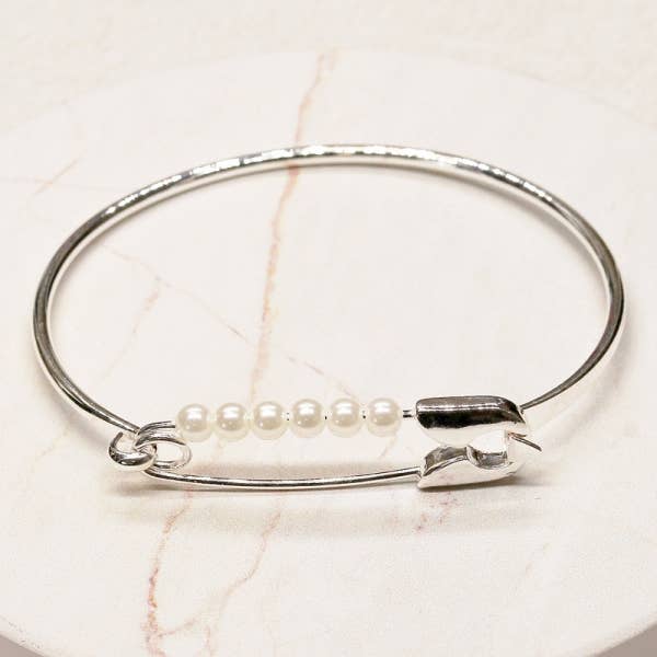 Safety Pin Pearl Bracelet