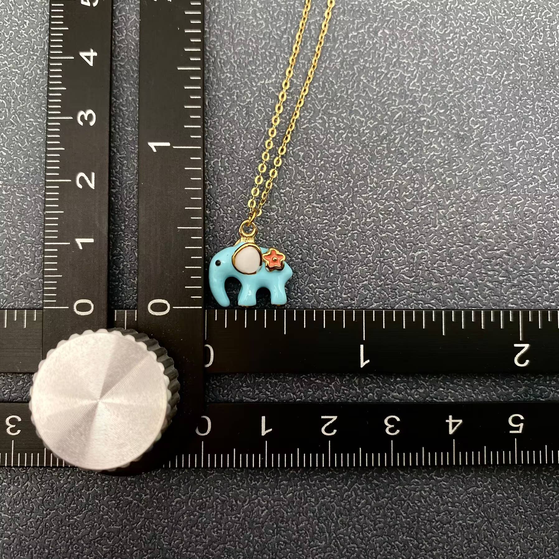 Happy Elephant Blue Enamel Necklace