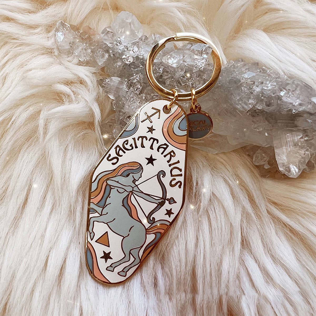 Retro Motel Zodiac Enamel Keychain