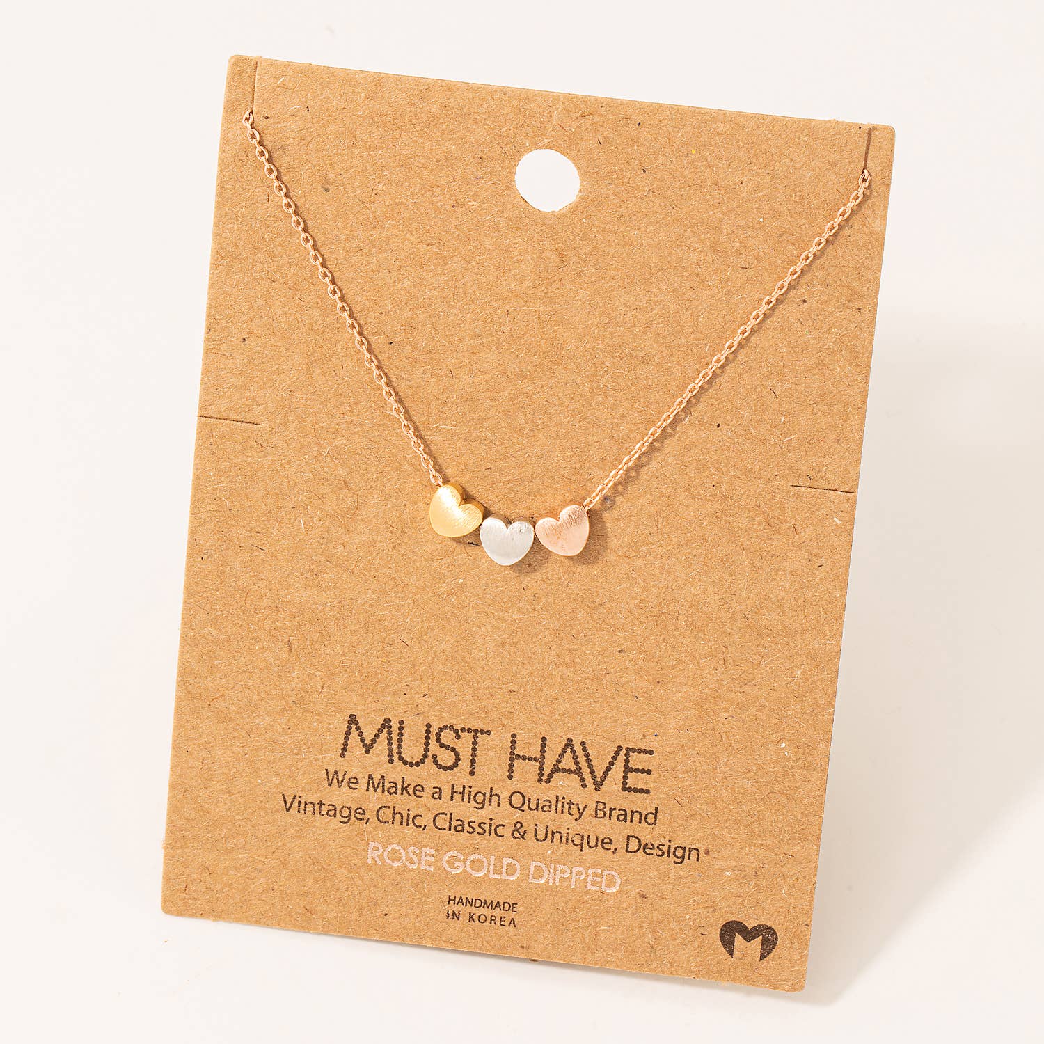 Three Heart Charm Necklace
