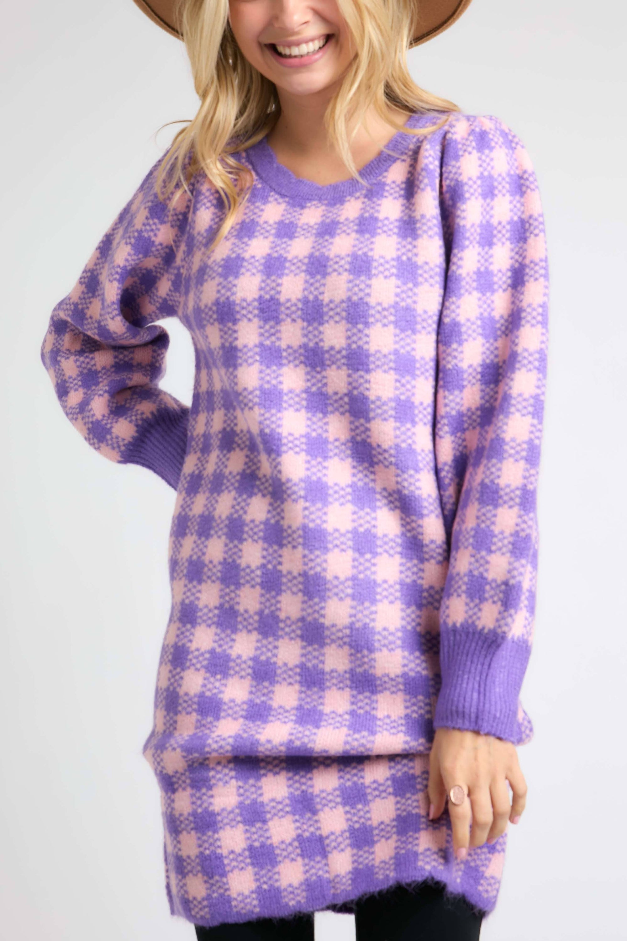 Checker Sweater Dress