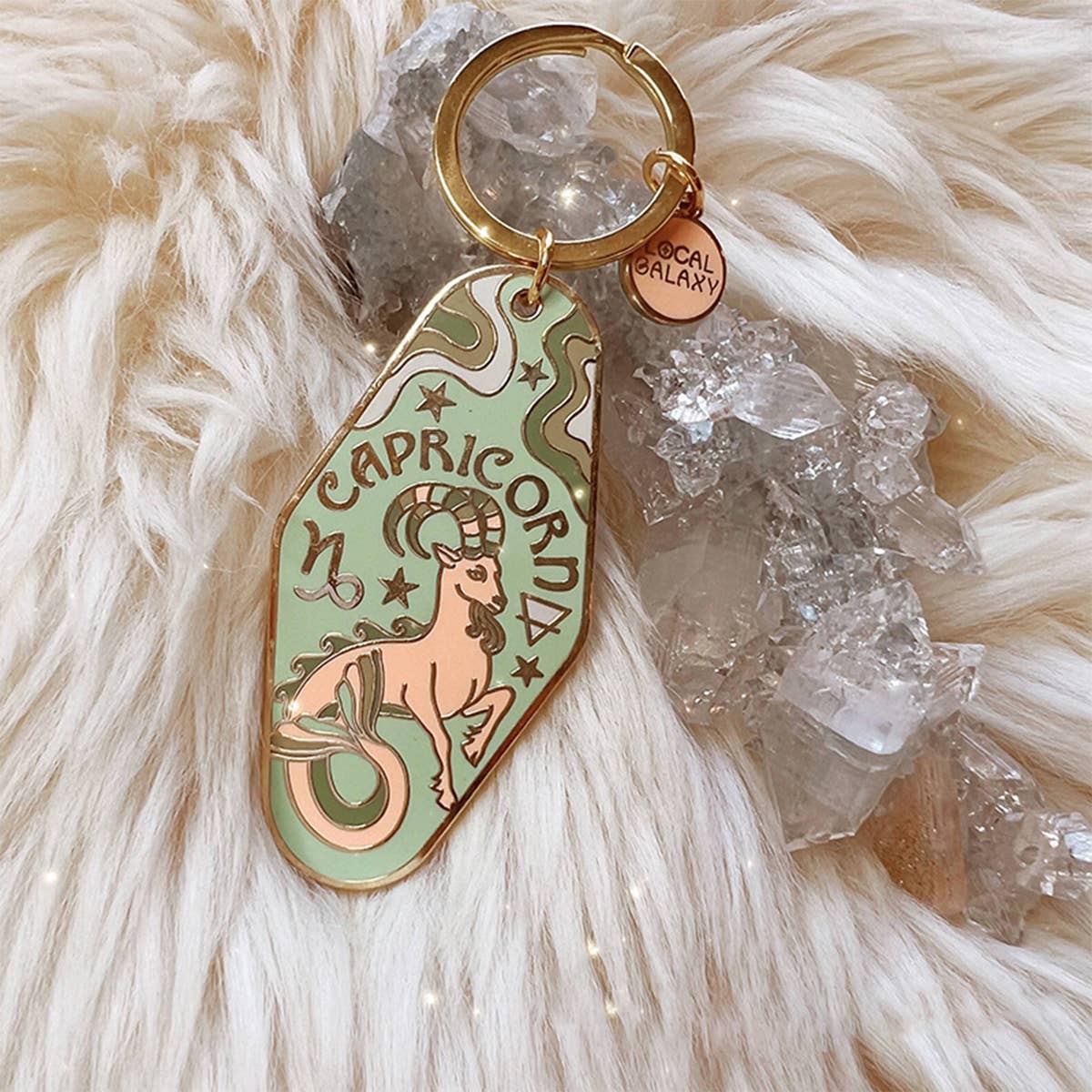 Retro Motel Zodiac Enamel Keychain