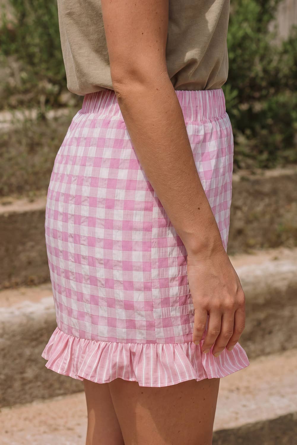 Gingham Ruffled Shorts