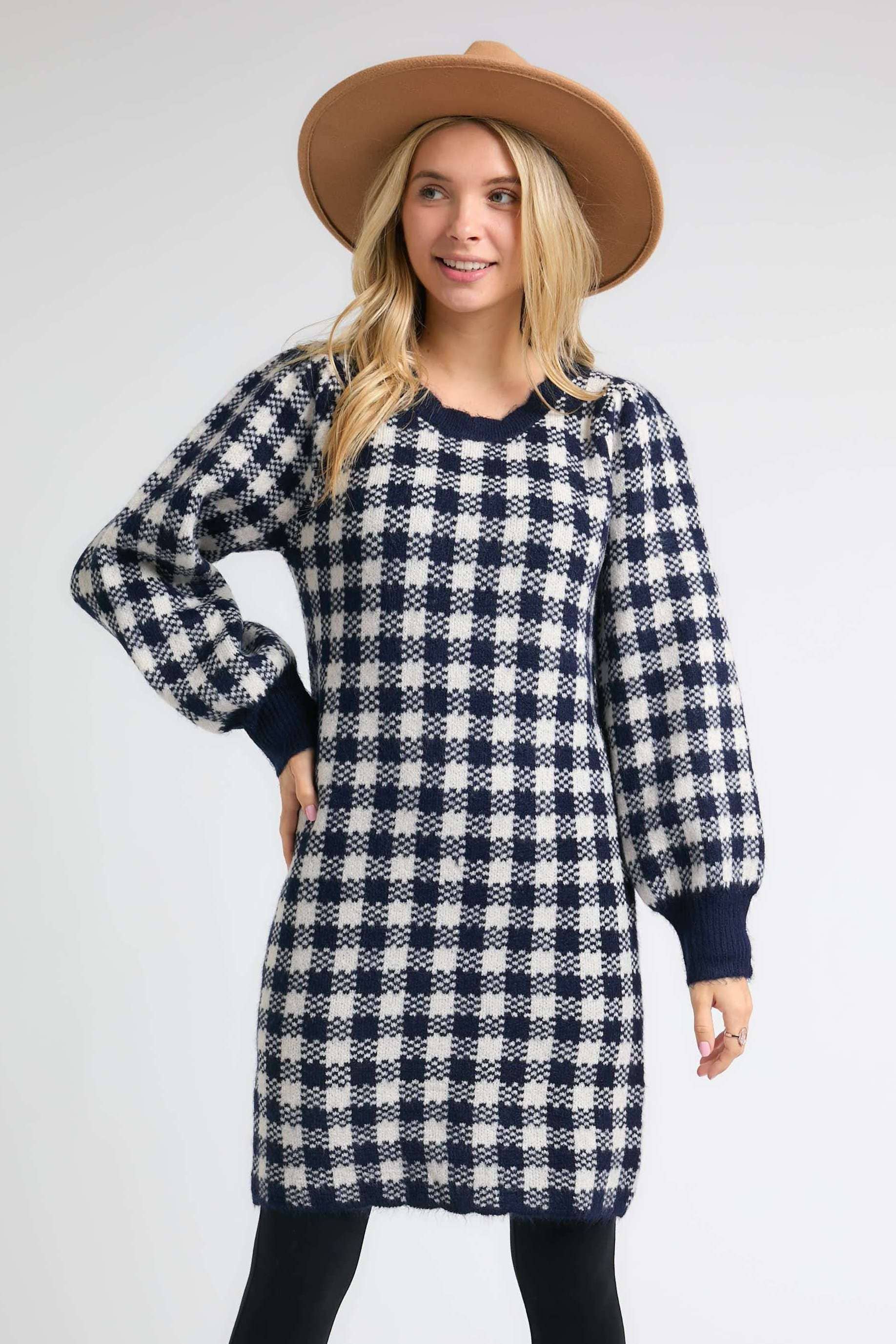 Checker Sweater Dress