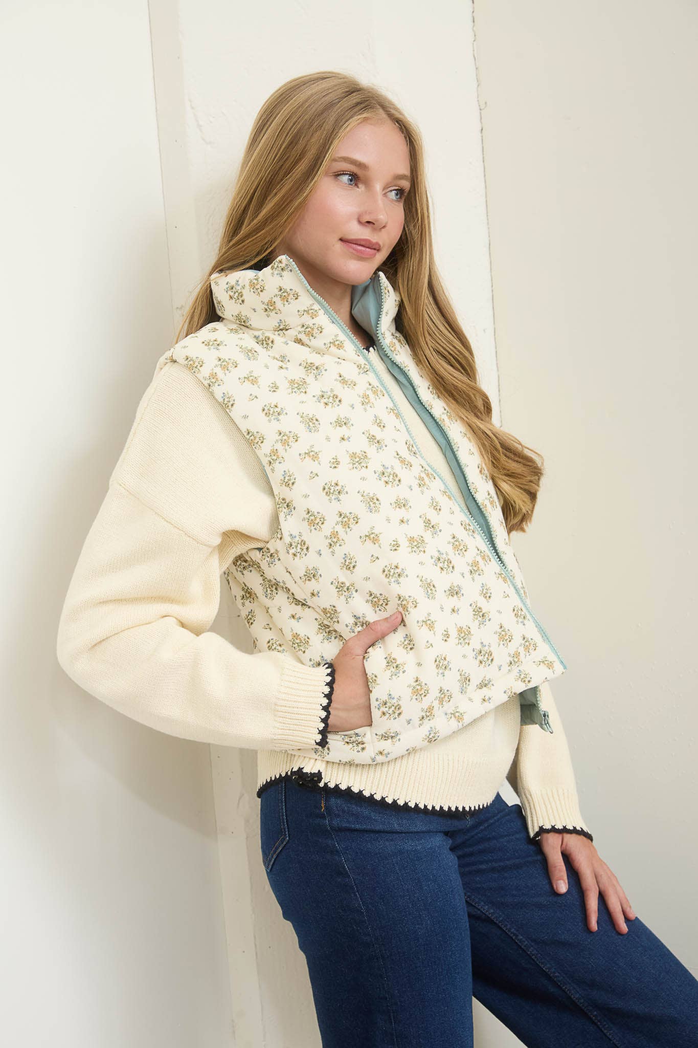 Floral Puffer Vest