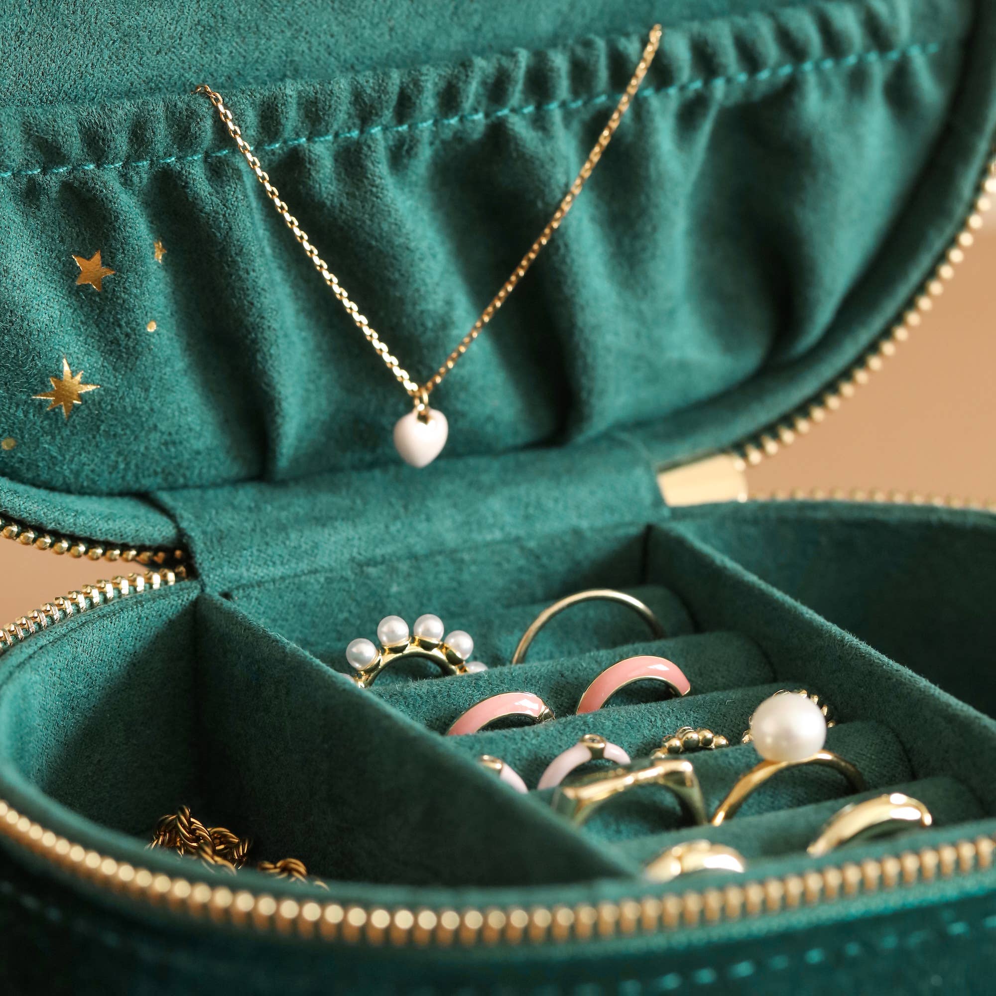 Starry Night Velvet Oval Jewelry Case