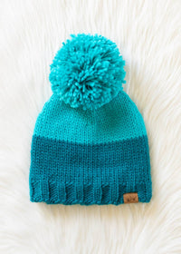 Front Row Pom Hat - Turquoise Pom Pom Hat

