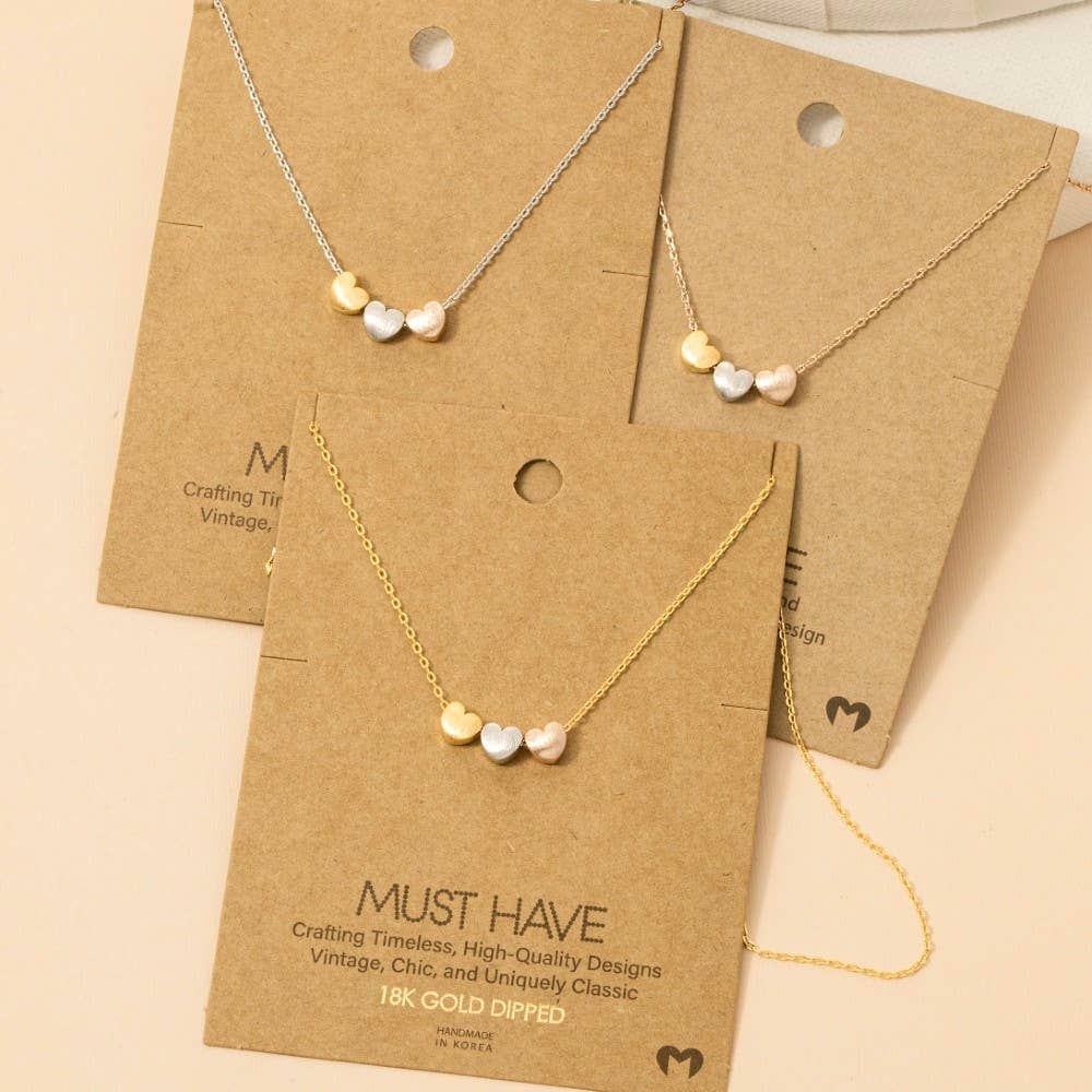 Dainty Three Heart Necklace
