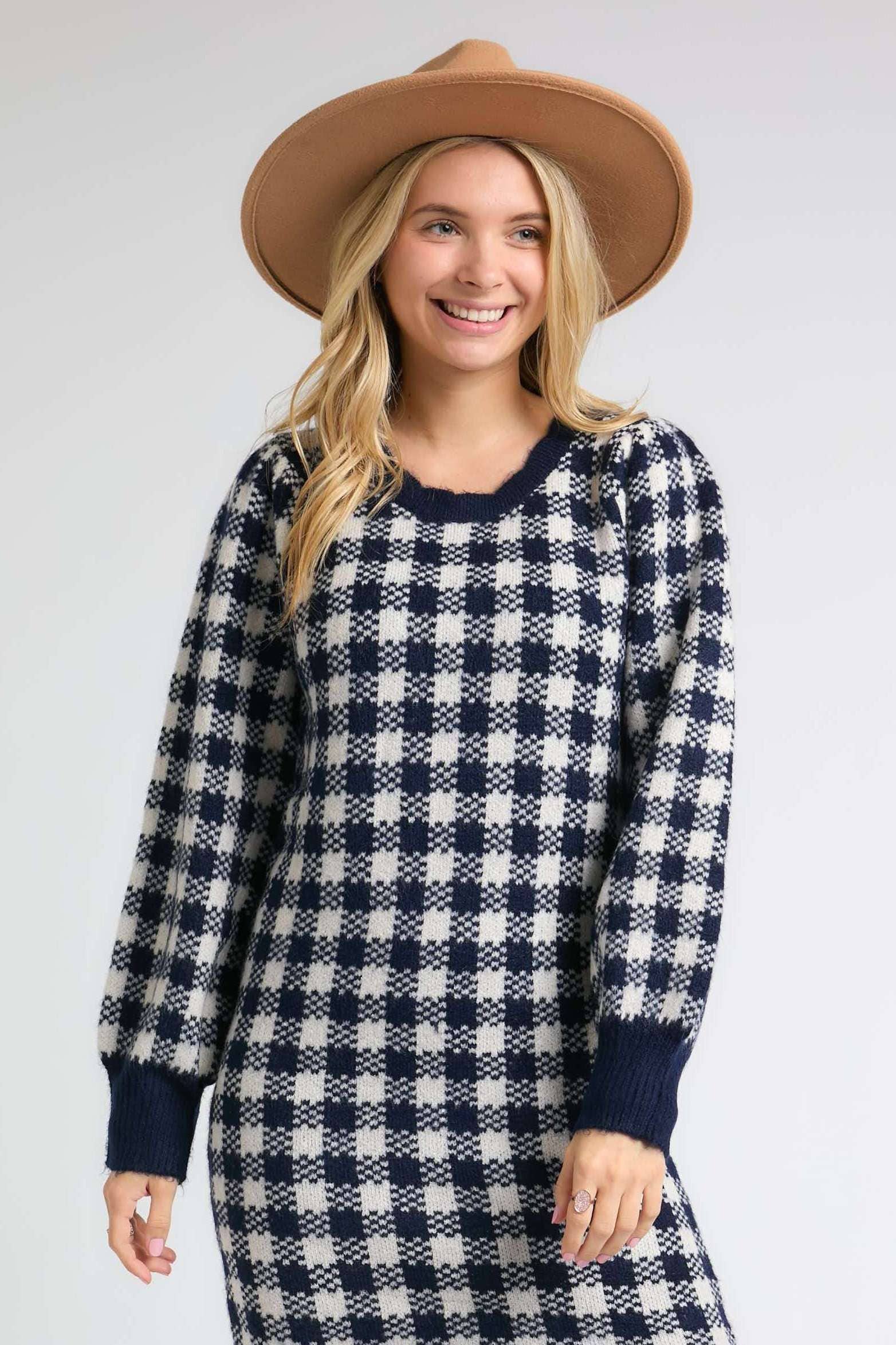 Checker Sweater Dress