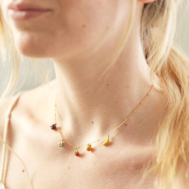 Enamel Fruit Charm Necklace