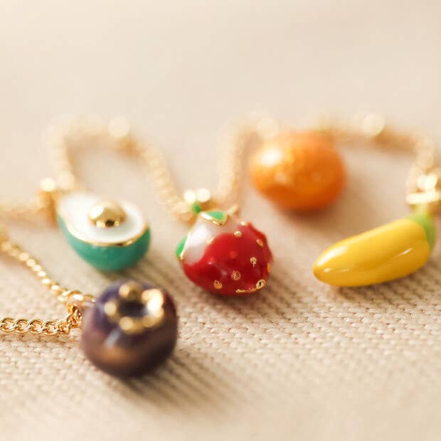 Enamel Fruit Charm Necklace