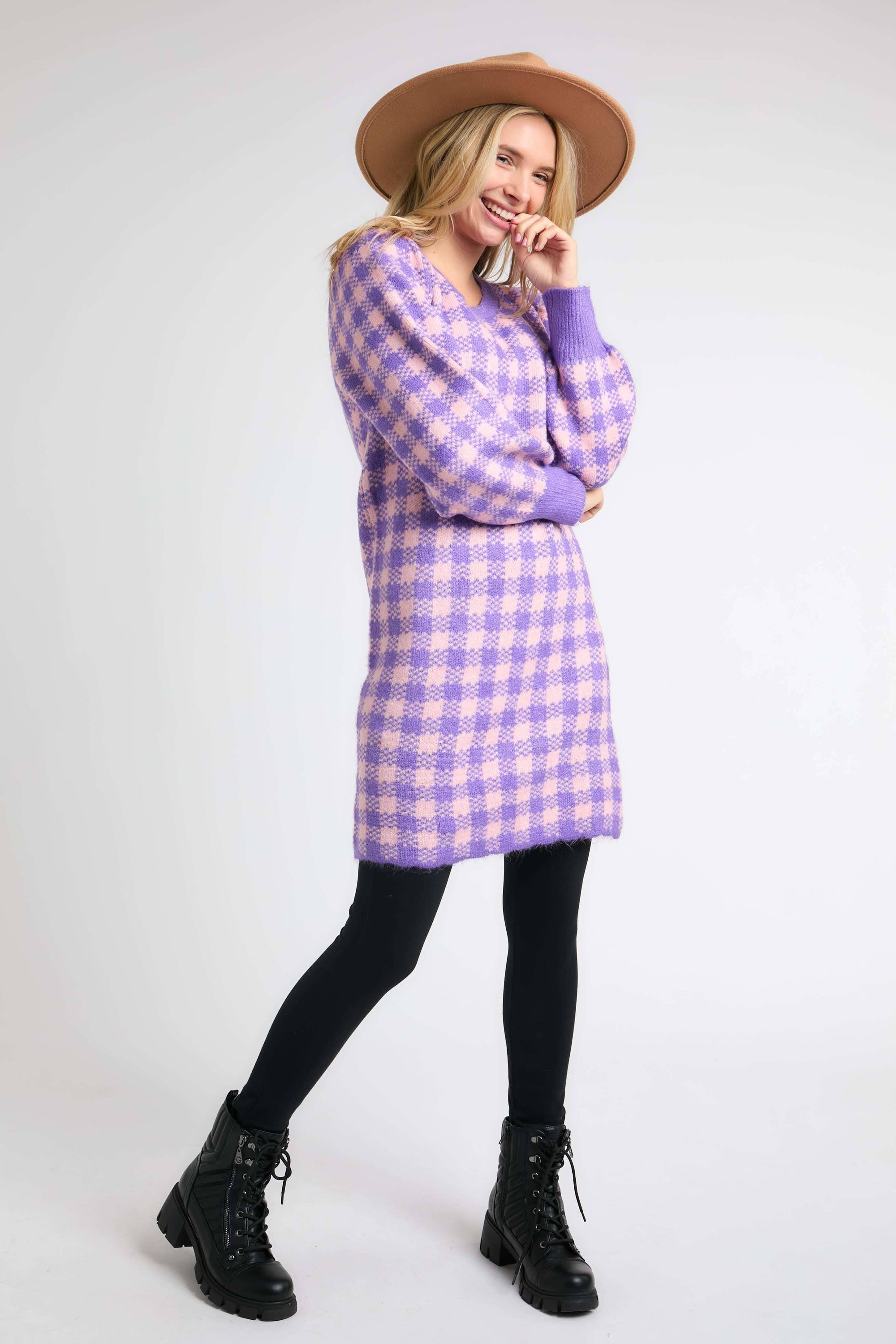 Checker Sweater Dress