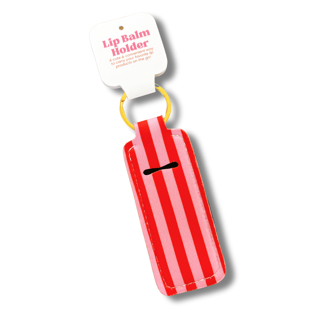 Pink & Orange Stripe Lip Balm Holder