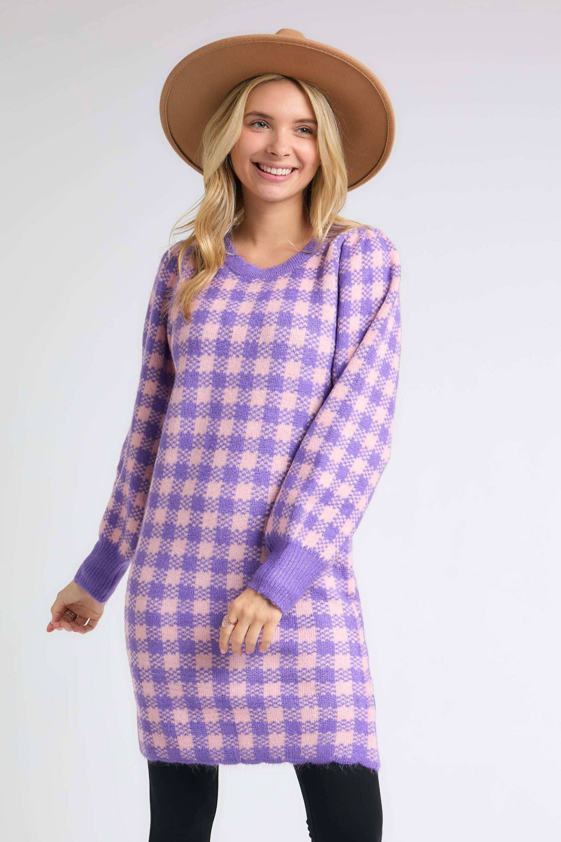 Checker Sweater Dress