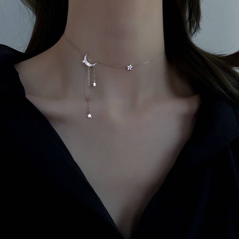 Moon Star Tassel Necklace