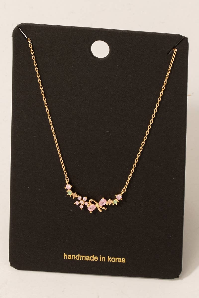 Ribbon Bow Bar Necklace