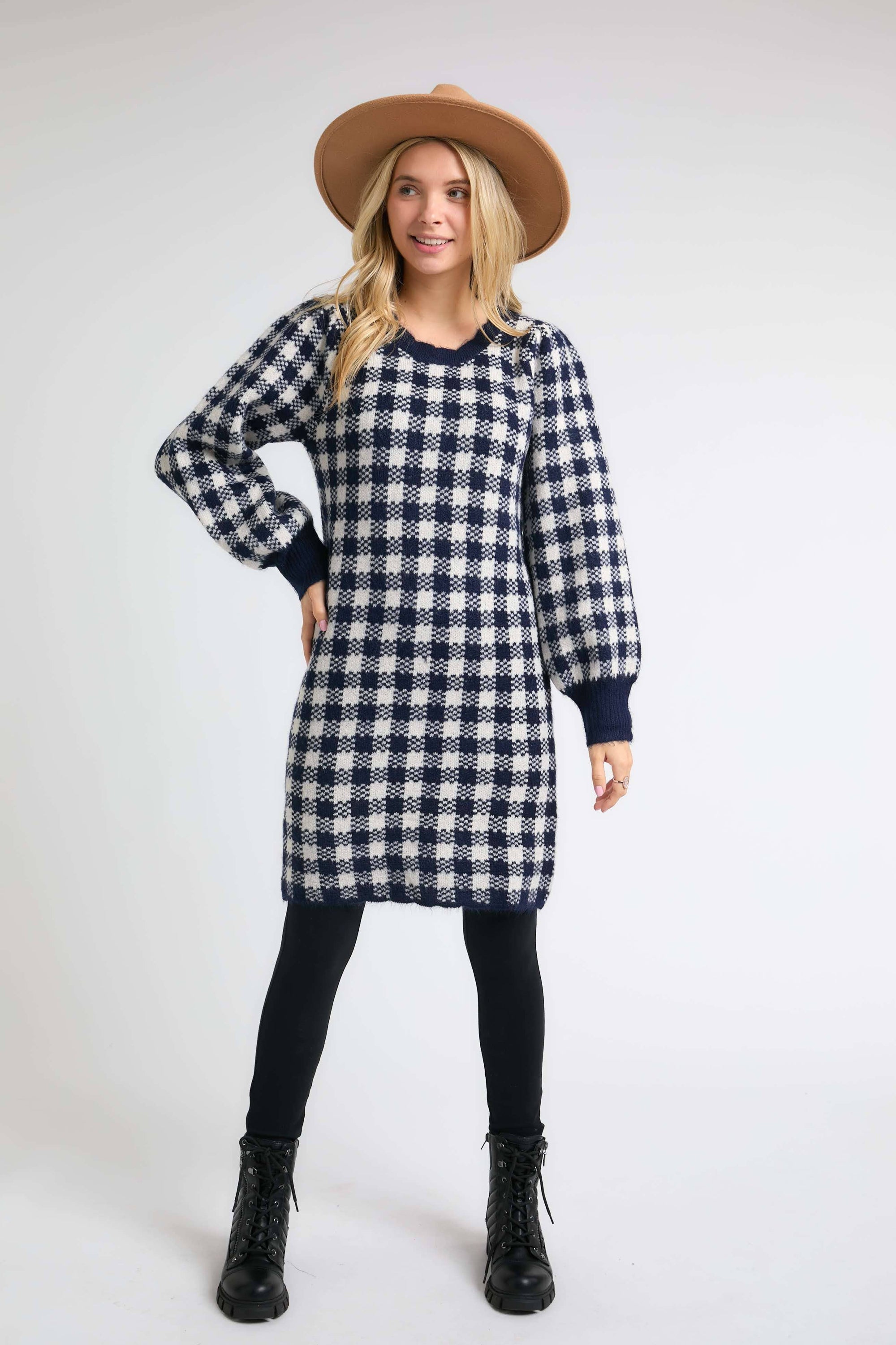 Checker Sweater Dress