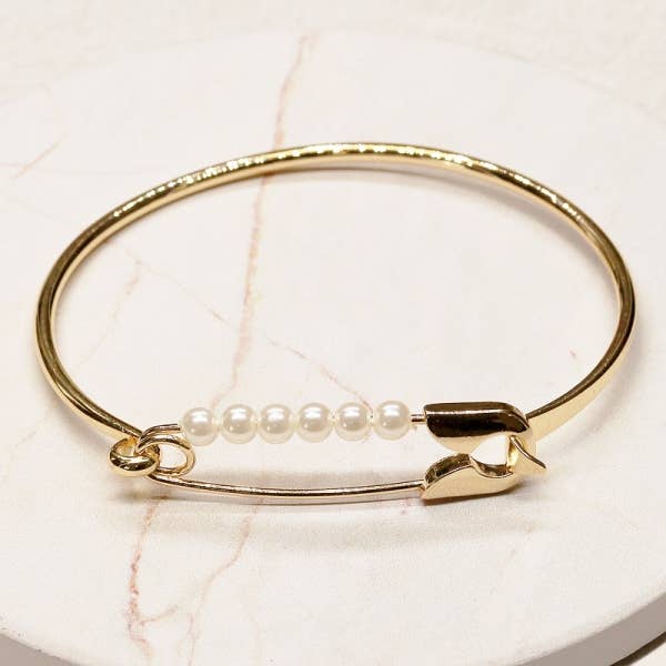 Safety Pin Pearl Bracelet