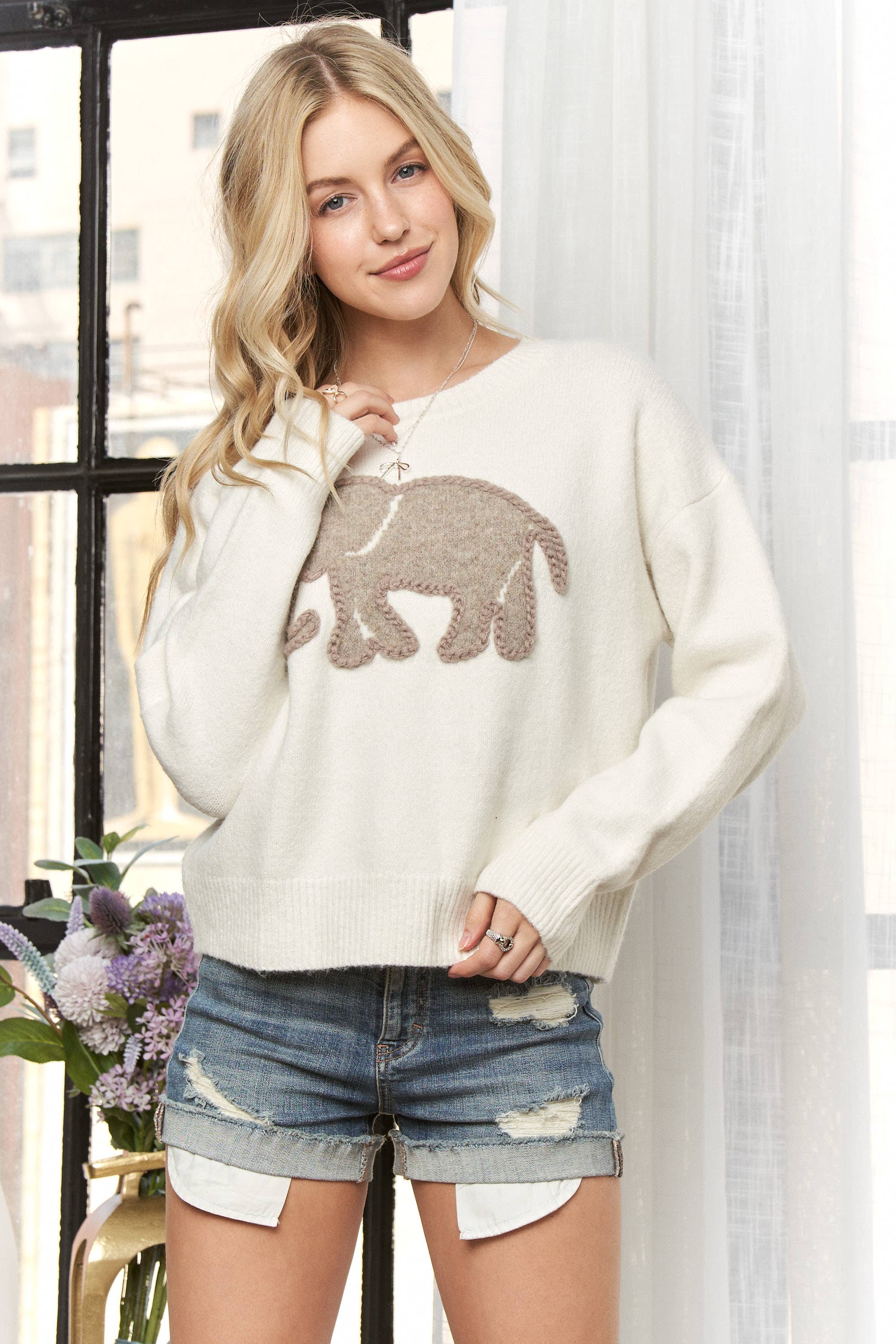 Elephant Crew Neck Sweater