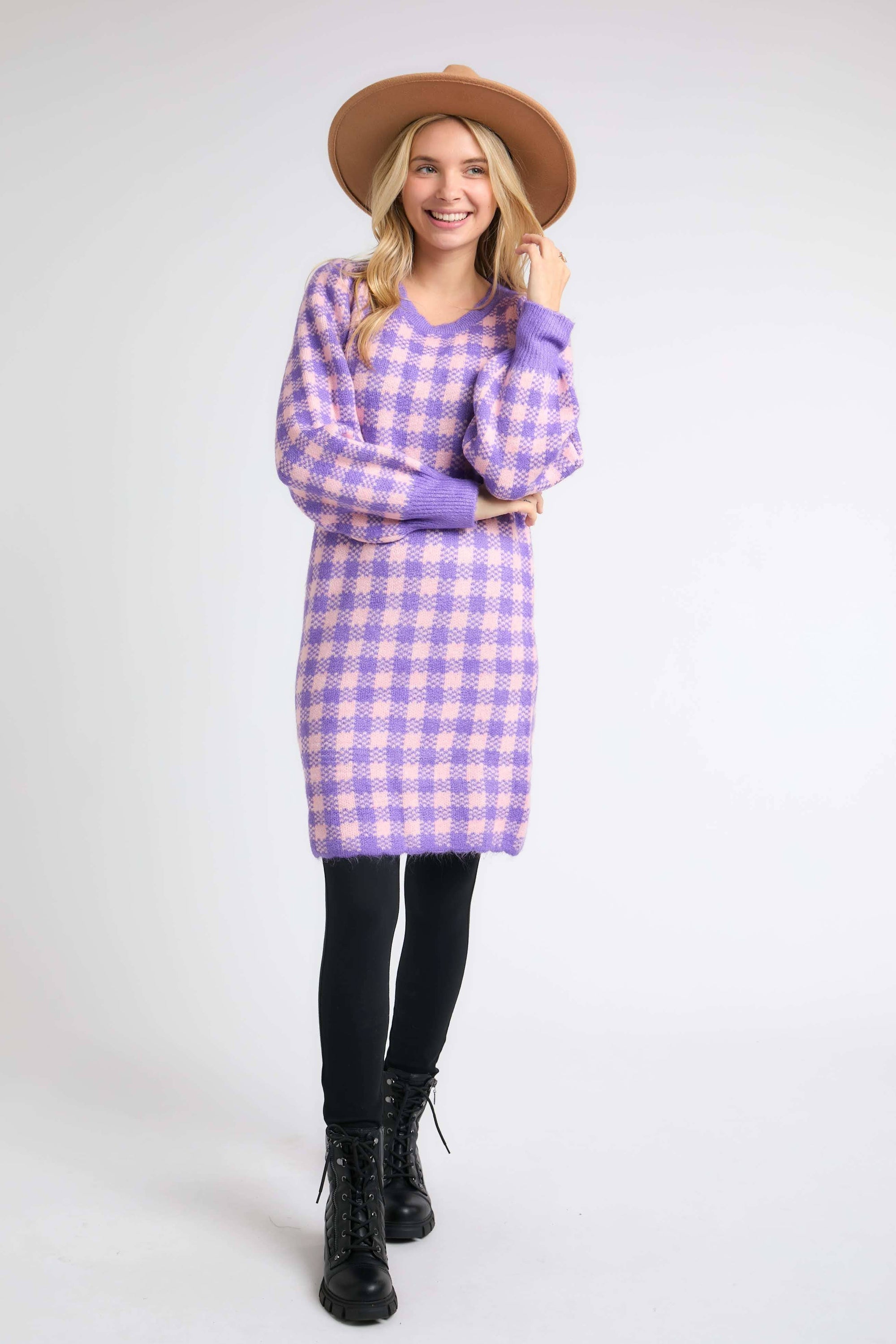 Checker Sweater Dress