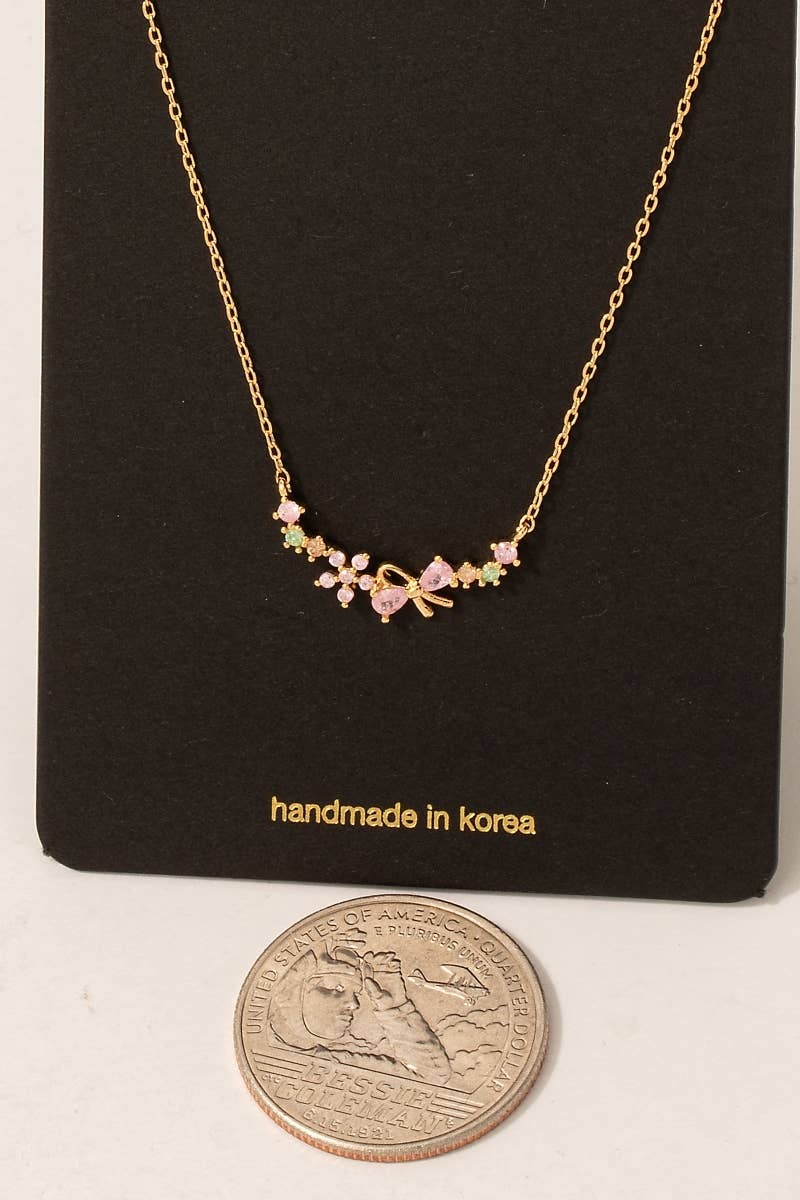 Ribbon Bow Bar Necklace