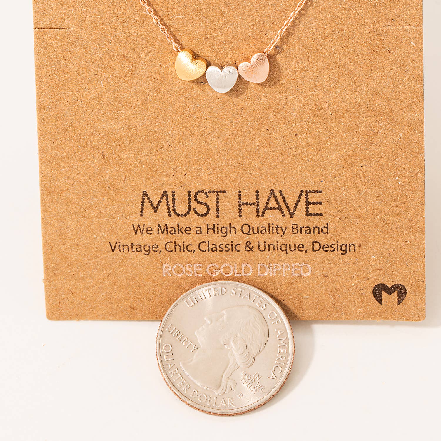 Three Heart Charm Necklace