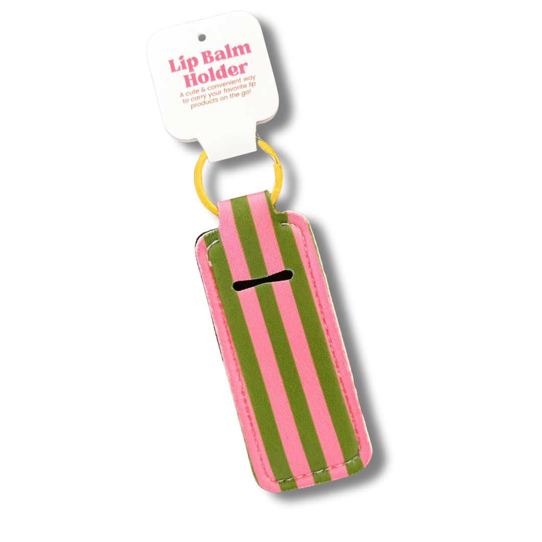 Pink & Green Stripes Lip Balm Holder