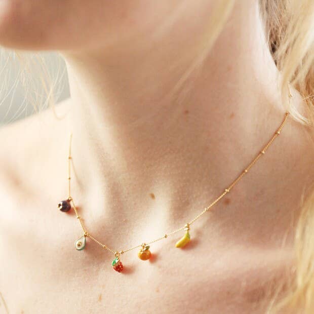 Enamel Fruit Charm Necklace
