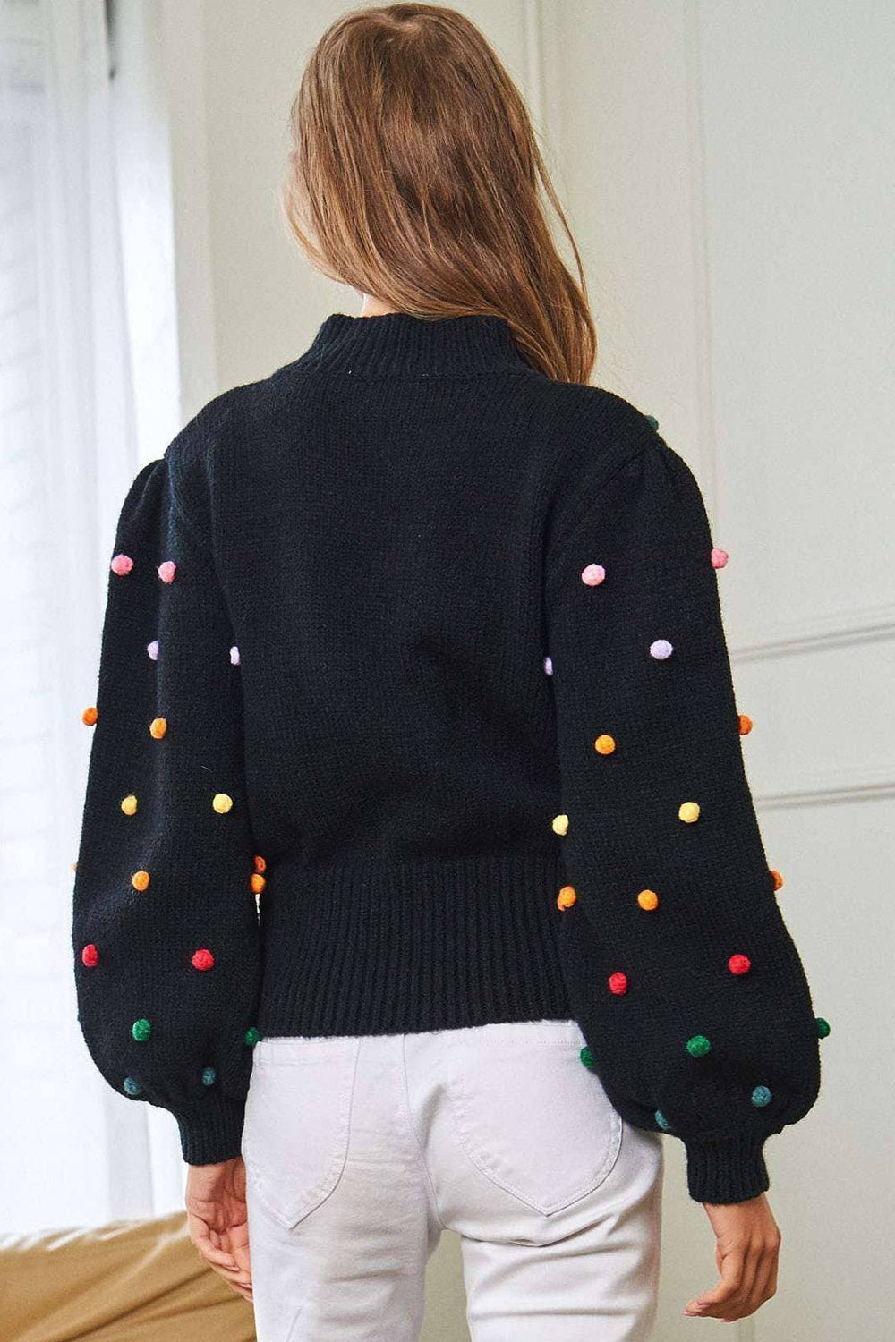Rainbow Pompom Sweater