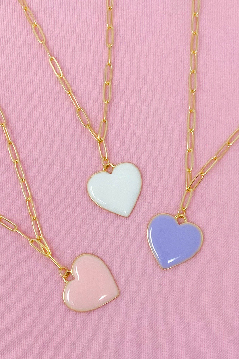 Soft Heart Pendant Necklace - Pink