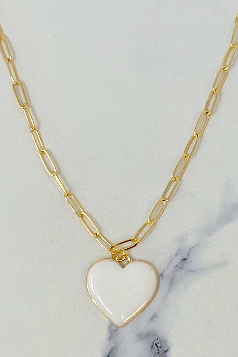 Soft Heart Pendant Necklace - White