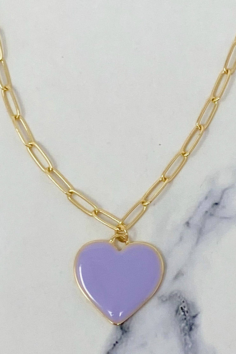 Soft Heart Pendant Necklace - Lavender