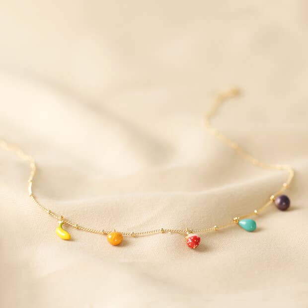 Enamel Fruit Charm Necklace