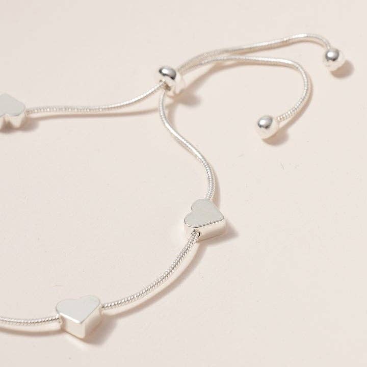 Adjustable Silver Heart Bracelet
