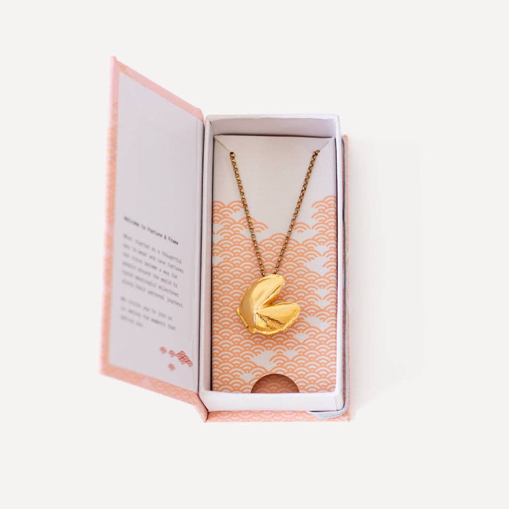 Locket Necklace - Fortune Cookie Locket Necklace - Secret Message Locet
