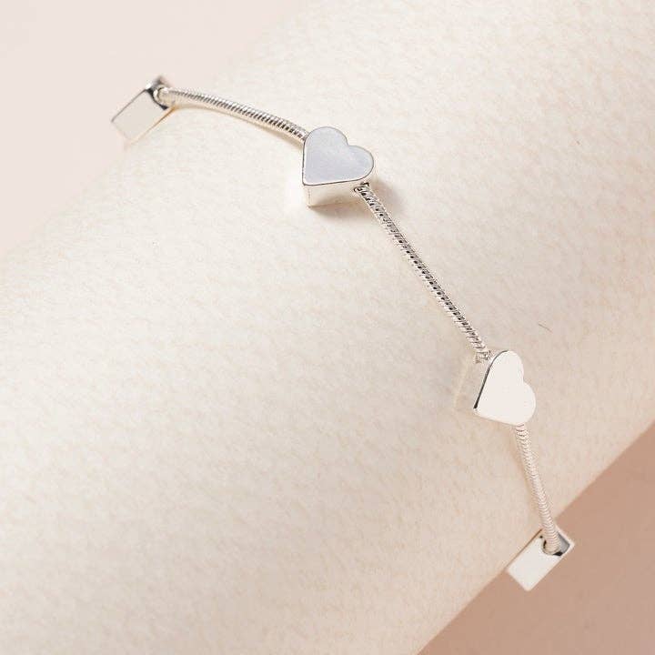 Adjustable Silver Heart Bracelet