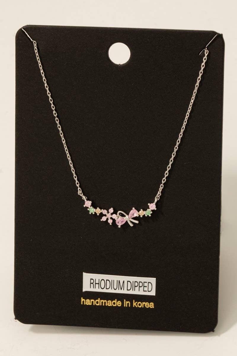Ribbon Bow Bar Necklace