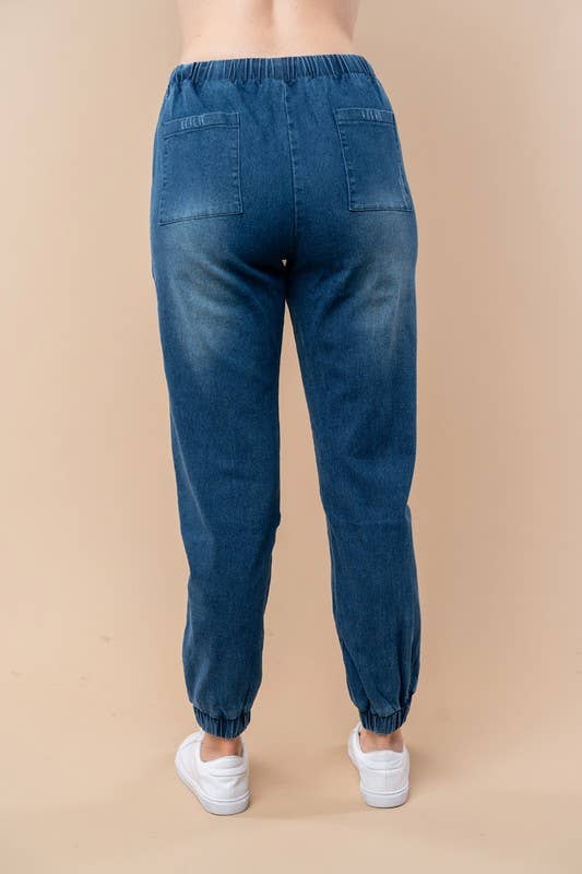 High Waisted Denim Joggers