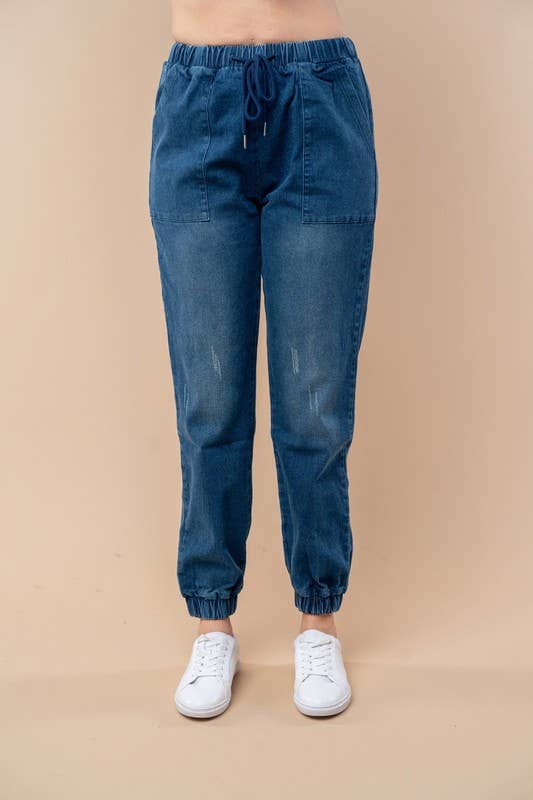 High Waisted Denim Joggers