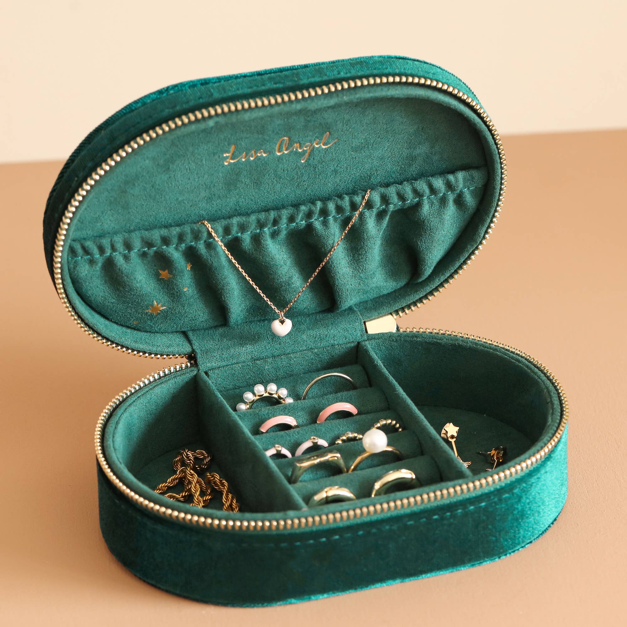 Starry Night Velvet Oval Jewelry Case