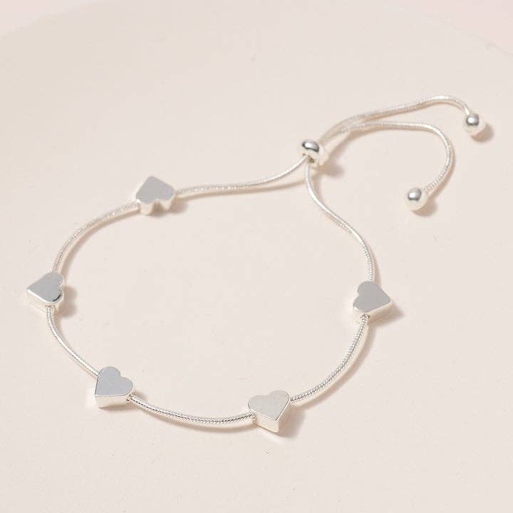 Adjustable Silver Heart Bracelet