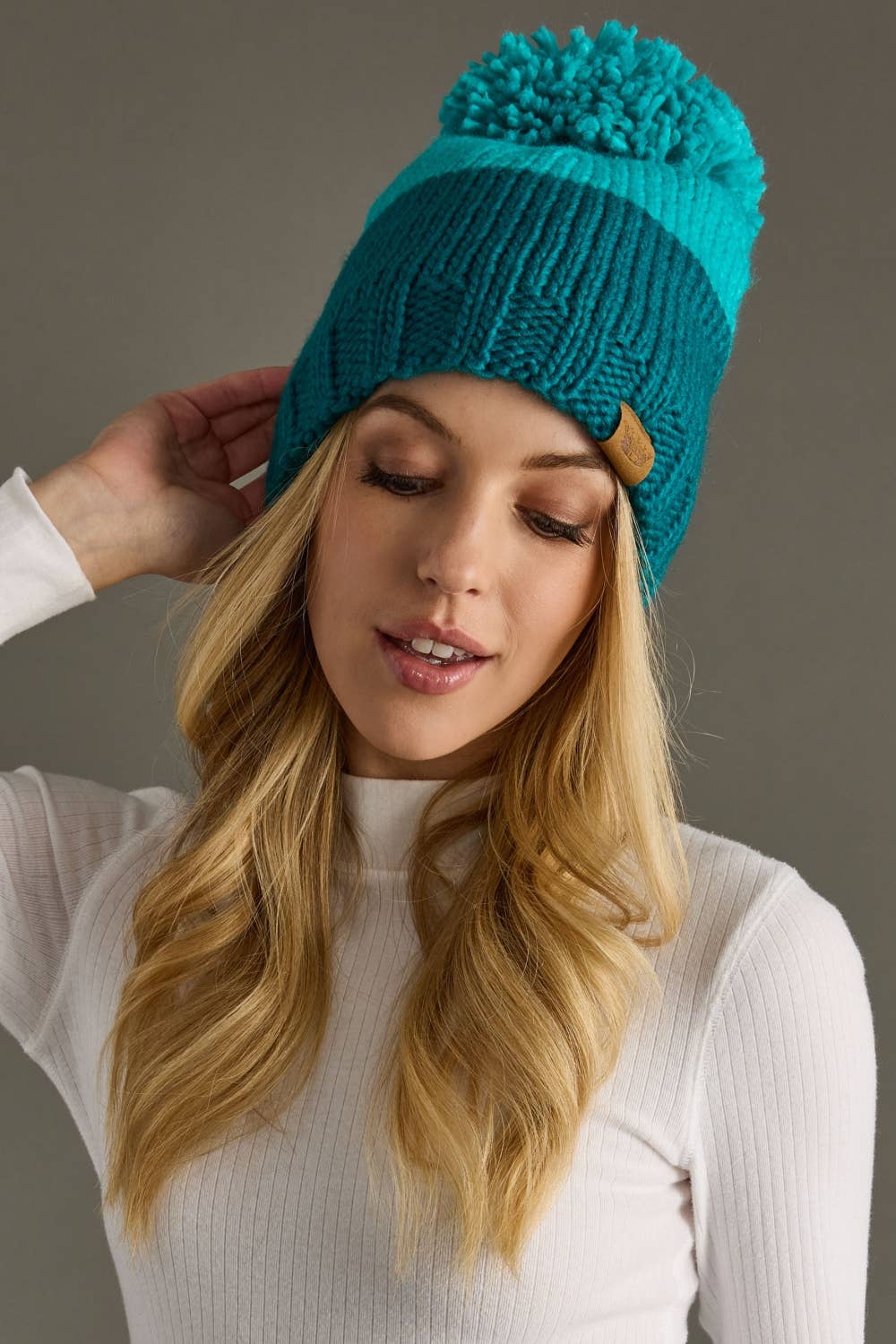 Front Row Pom Hat - Turquoise Pom Pom Hat
