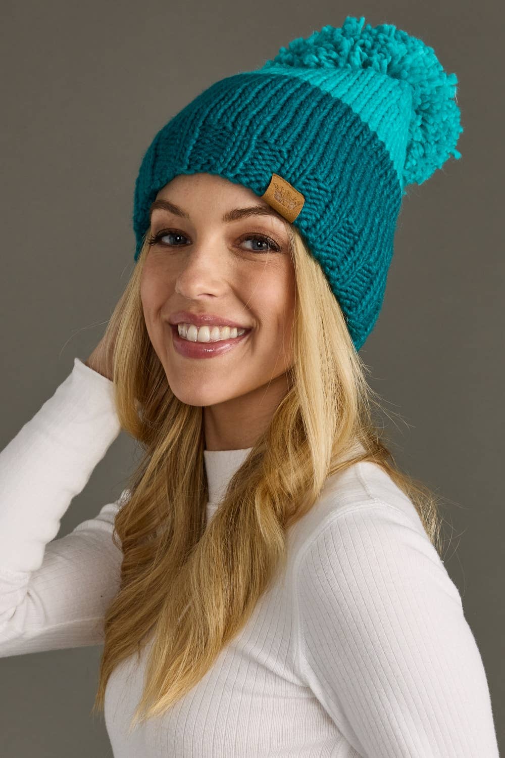 Front Row Pom Hat - Turquoise Pom Pom Hat
