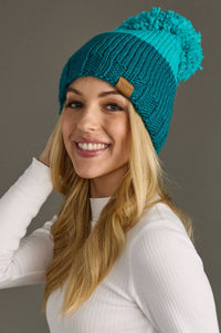 Front Row Pom Hat - Turquoise Pom Pom Hat

