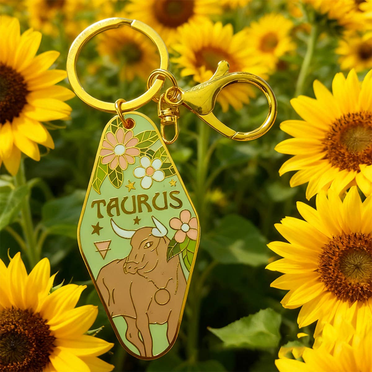 Retro Motel Zodiac Enamel Keychain