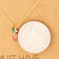 Gold Plated Tiny Strawberry Charm Necklace