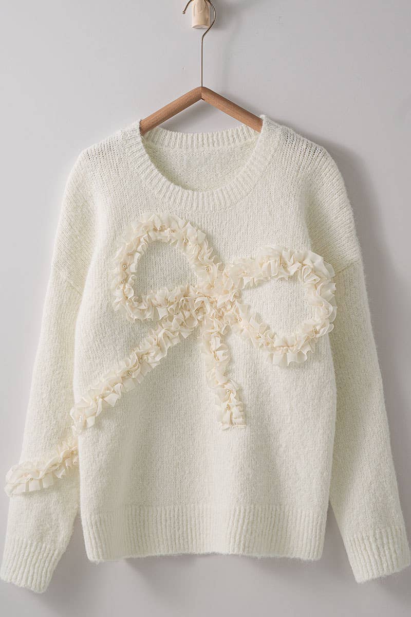 Bow Accent  Knit Sweater