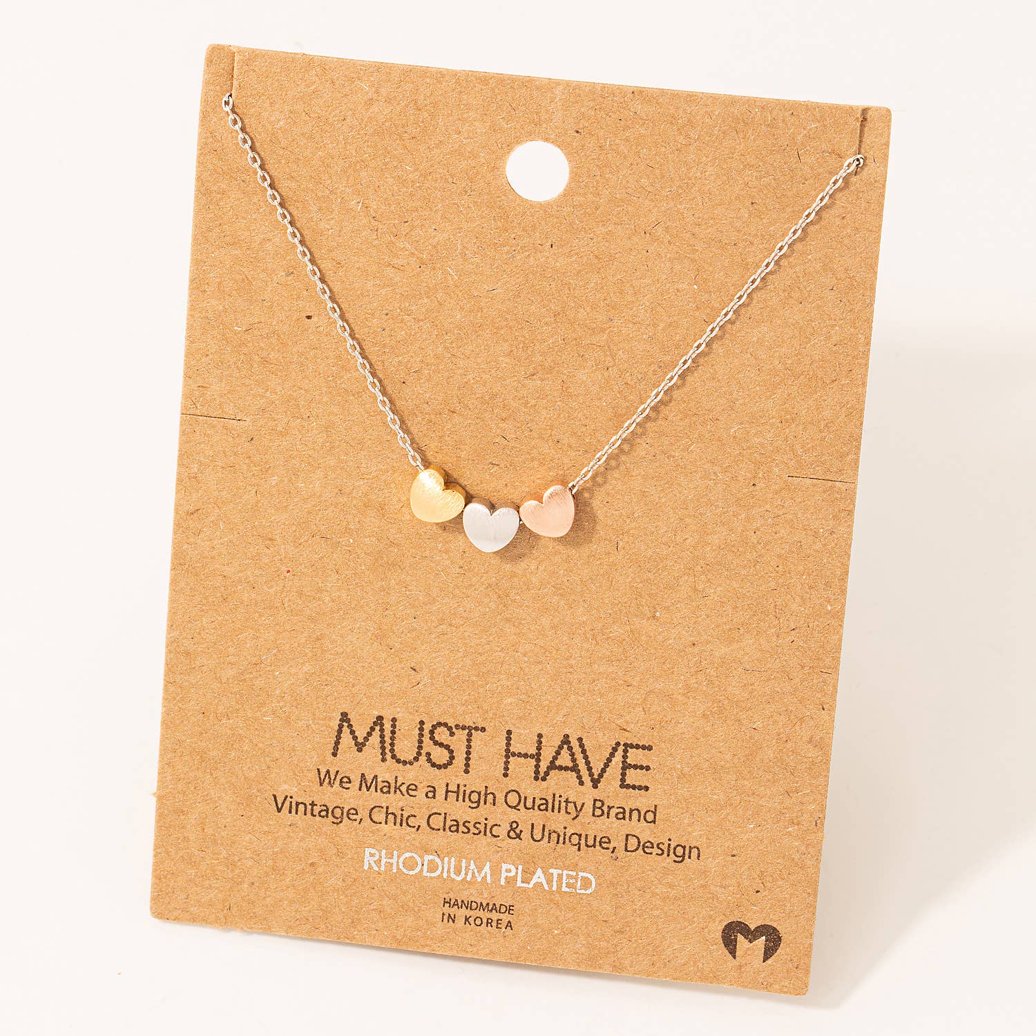 Three Heart Charm Necklace