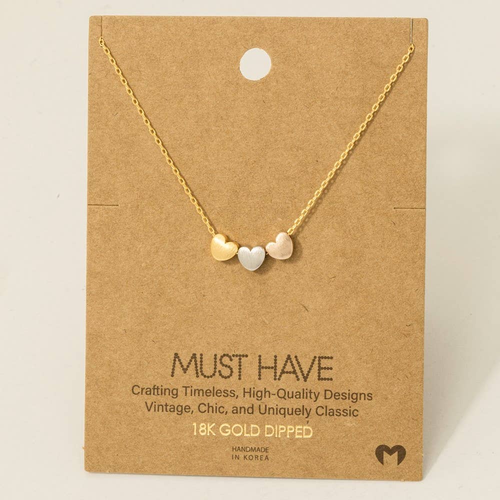 Dainty Three Heart Necklace